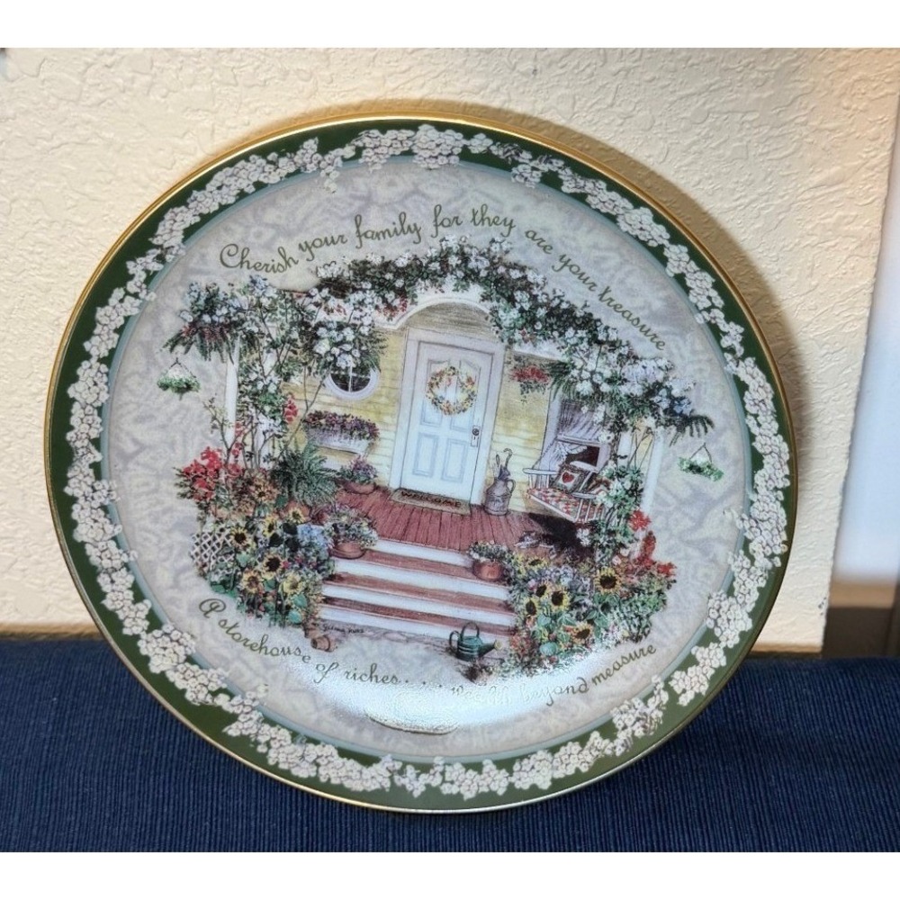 Bradford Exchange Plate 8in Green Welcome Home Glenna Kurz Cottagecore Decor - Picture 2 of 3